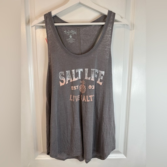 Salt Life Tops - NWT Salt Life Gray Pineapple Whip Racerback Tank Top - Size XL